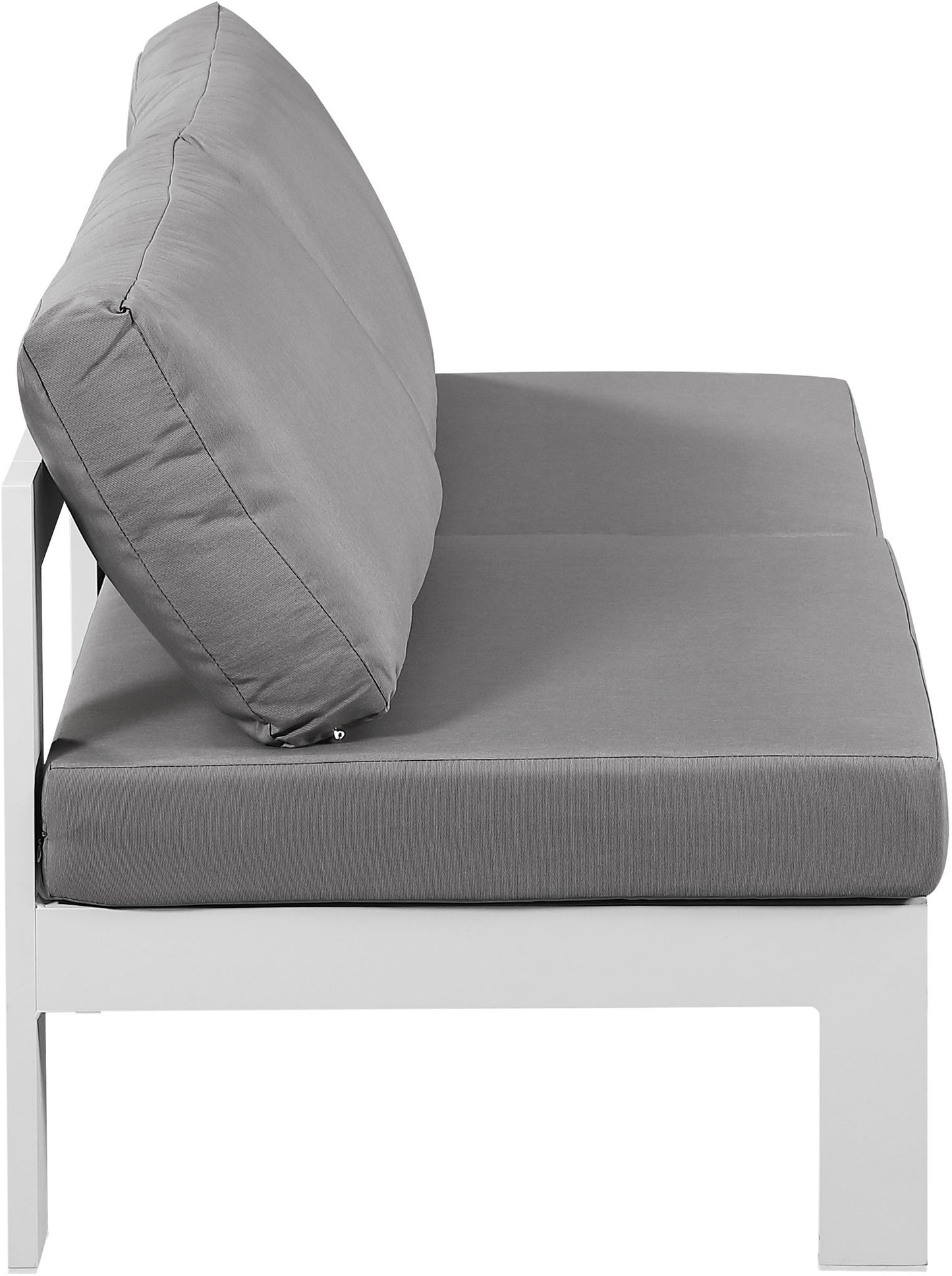 Nizuc - Outdoor Patio 2 Seat Armless Modular Sofa With White Frame