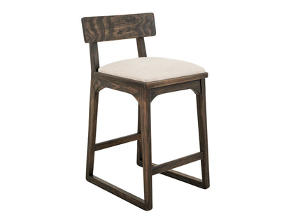 Balam - 30" Upholstered Barstool (Set of 2) - Dark Brown / Beige