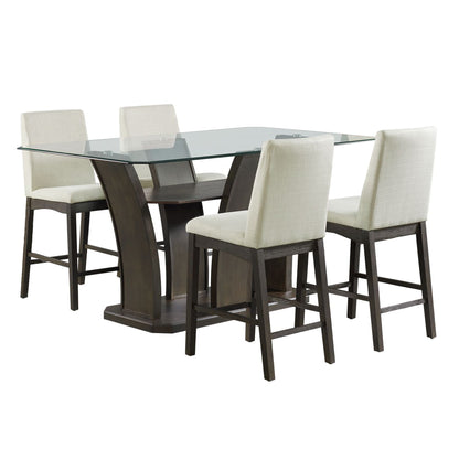 Dapper - Juego de mesa y cuatro sillas de comedor rectangular de 5 piezas - Nogal