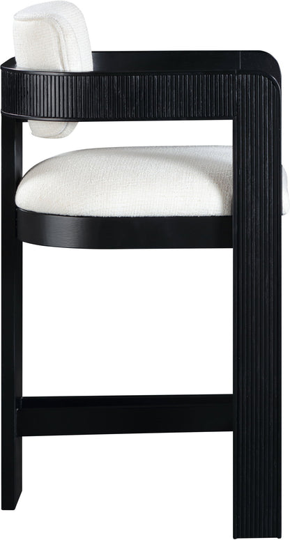 Sacha - Linen Stool With Black Base