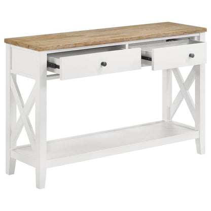 Maisy - Mesa De Sofá Rectangular De Madera Con Estante - Marrón Y Blanco