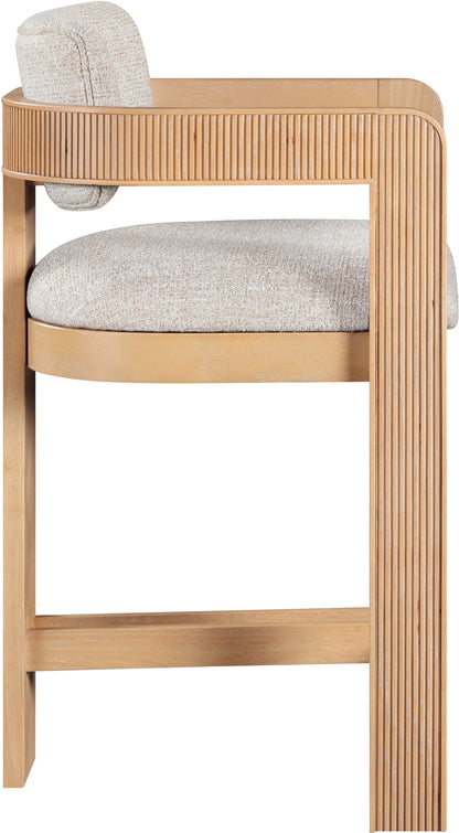 Sacha - Linen Stool With Natural Base