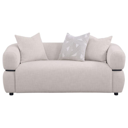 Jeanette - 73" Fabric Upholstered Round Arm Loveseat - Beige