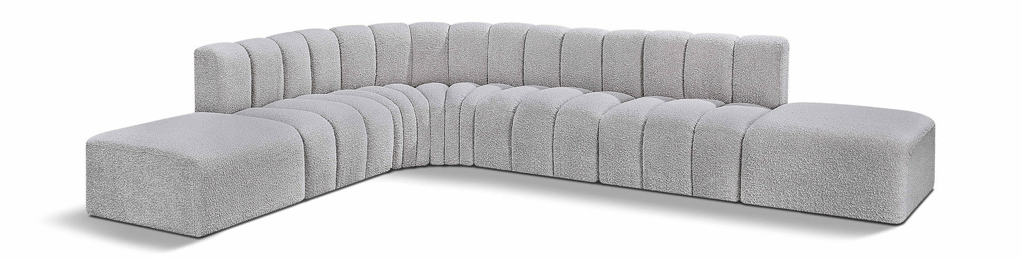 Arc - Boucle Fabric 7 Piece Corner Modular Sofa