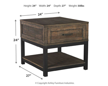 Johurst - Marrón grisáceo - Mesa auxiliar rectangular