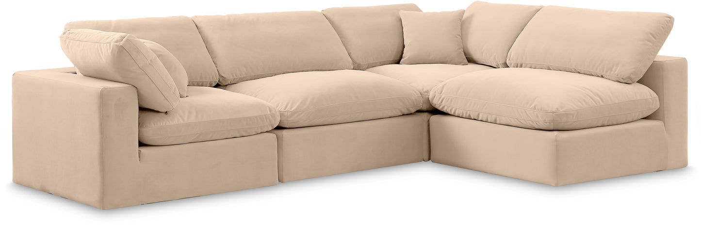 Comfy - 4 Piece Velvet Modular Armless Sectional