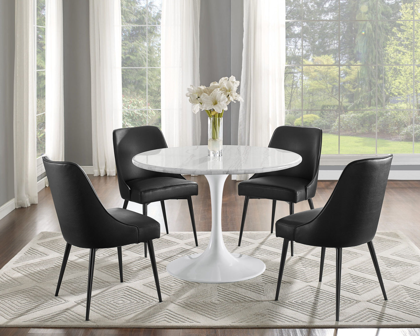 Colfax - White Marquina Marble Dining Set