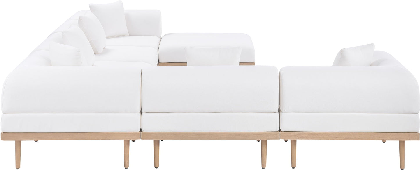 Laguna - 7 Piece Resilient Water Resistant Fabric 142" Upholstered Outdoor Patio Modular Sectional