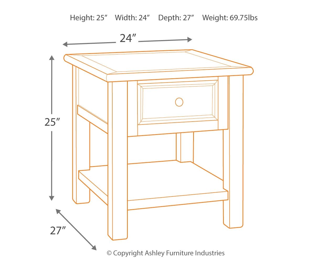 Bolanburg - Blanco / Marrón / Beige - Mesa auxiliar rectangular