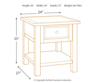 Bolanburg - Blanco / Marrón / Beige - Mesa auxiliar rectangular