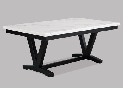 Tanner - Dining Table, Faux Carrara Marble - White / Black