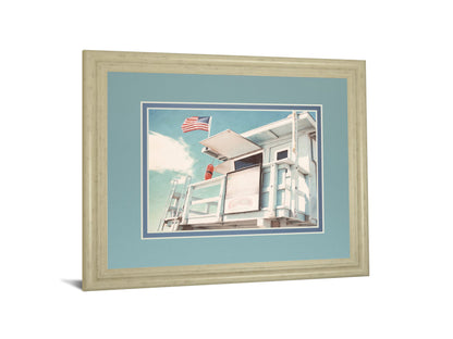 The Cabin By Natasia Cook - Framed Print Wall Art - Light Blue