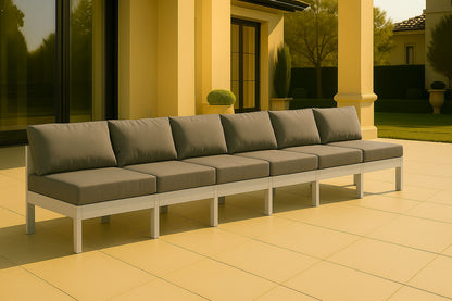 Nizuc - Outdoor Patio 6 Seat Armless Modular Sofa With White Frame