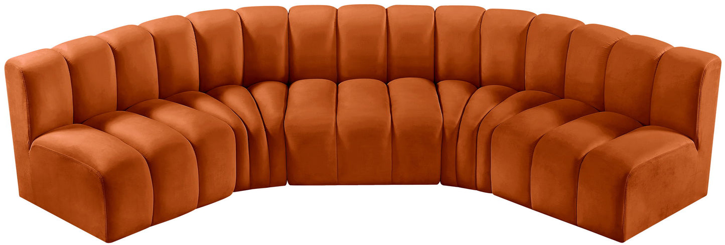 Arc - Velvet 5 Piece U-Shaped Modular Sofa