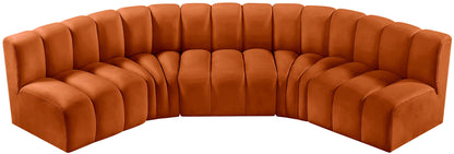 Arc - Velvet 5 Piece U-Shaped Modular Sofa