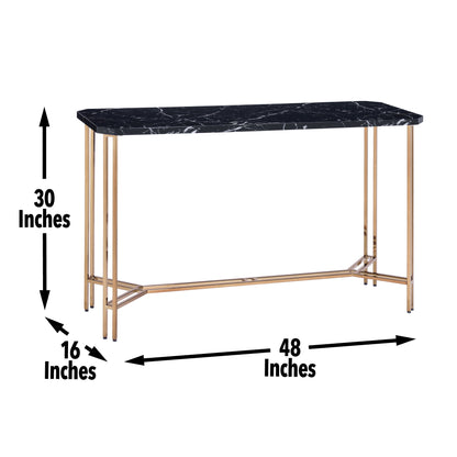 Daxton - Faux Marble Top Sofa Table - Black