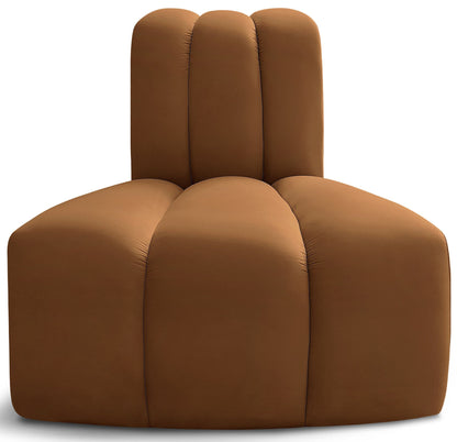 Arc - Velvet Reverse Corner Chair - Saddle
