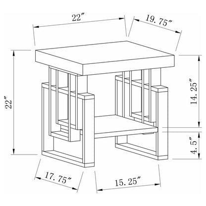 Schmitt - Mesa auxiliar rectangular - Blanco muy brillante