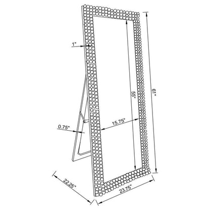 Mckay - Espejo de piso Cheval con marco textural - Plata y gris ahumado
