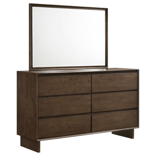 Glenwood - 6-Drawer Dresser And Mirror - Warm Brown