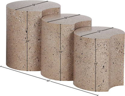 Dimple - 3 Piece Modular End Table - Terazzo Finish