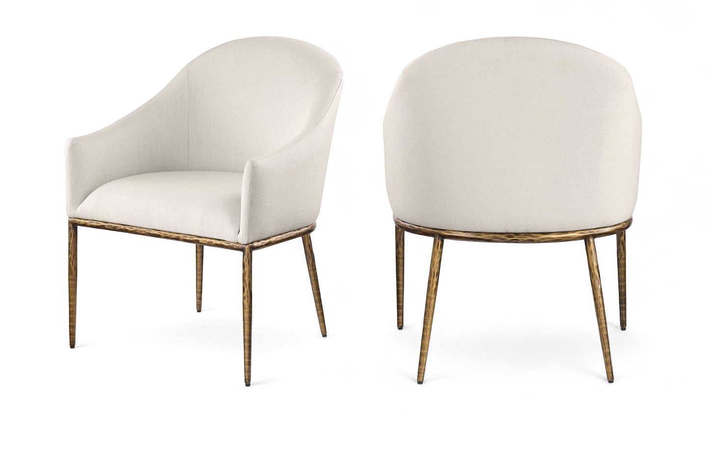 Ferro - Upholstered Dining Arm Chair With Brushed Gold Legs