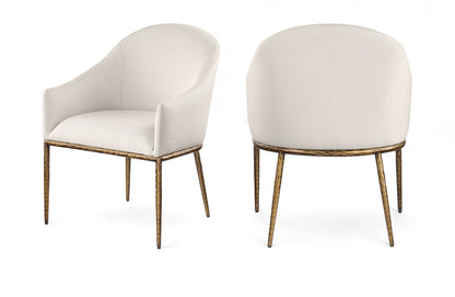 Ferro - Upholstered Dining Arm Chair With Brushed Gold Legs