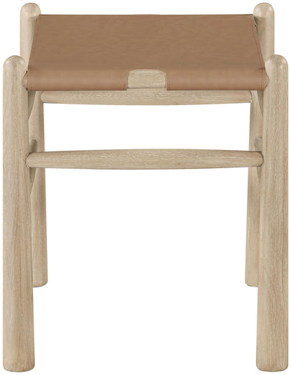 Santos - Faux Leather Upholstered Bench - Natural Frame