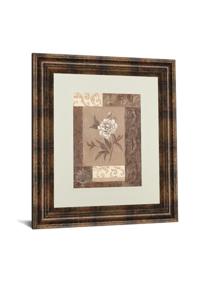 Single Peony By Vivian Flasch - Framed Print Wall Art - Light Brown