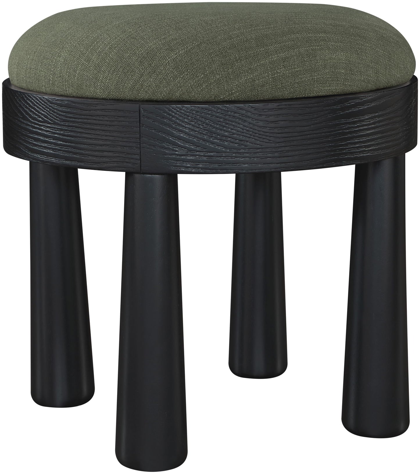 Larea - Linen Textured Fabric Ottoman - Black Base