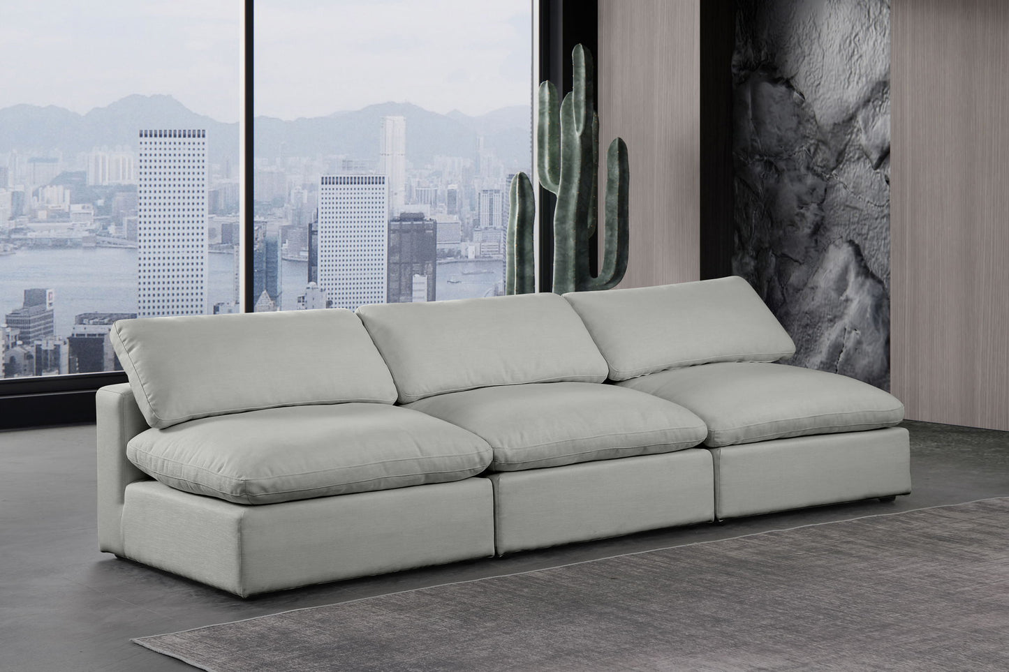 Comfy - Linen Modular Armless Sofa 3 Seats