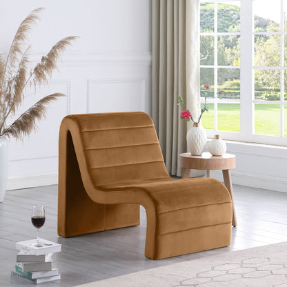 Ivy - Velvet Accent Chair - Saddle