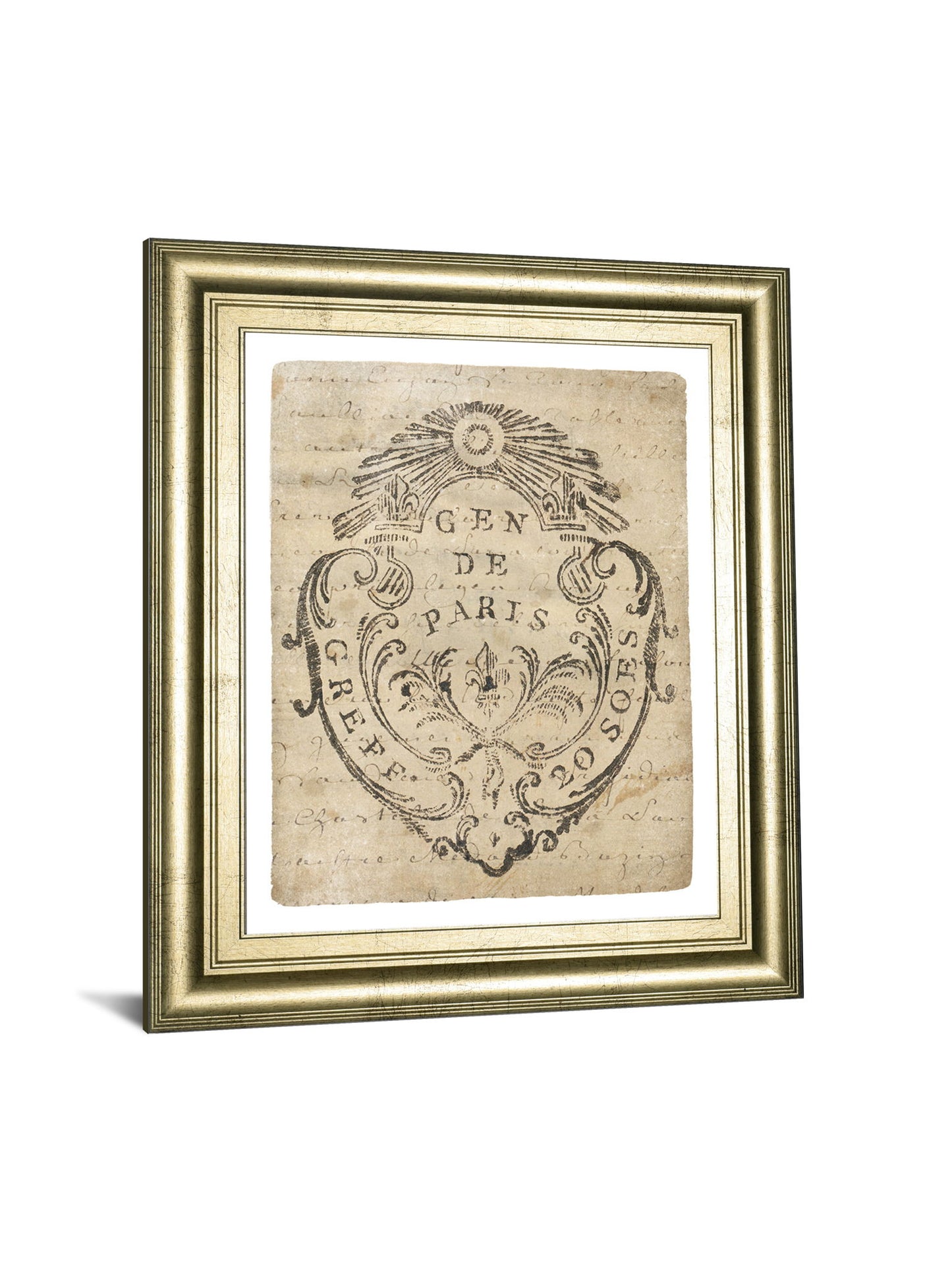 Letter Crest IIa Vintage V2 By Wild Apple Portfolio - Framed Print Wall Art - Beige