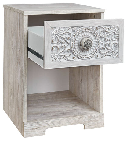 Paxberry - Whitewash - One Drawer Night Stand