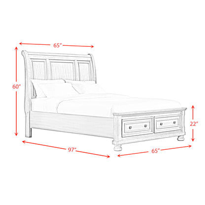 Kingston - Cama con estribo de almacenamiento y rieles sin almacenamiento