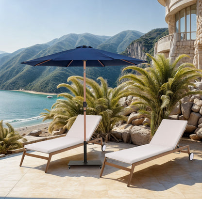 Fiji - Aluminum Patio Umbrella With Square Black And Teak Base