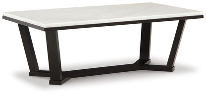 Fostead - Blanco / Espresso - Mesa de centro rectangular