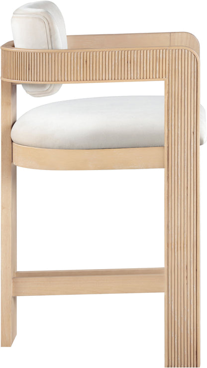 Sacha - Velvet Stool With Natural Base