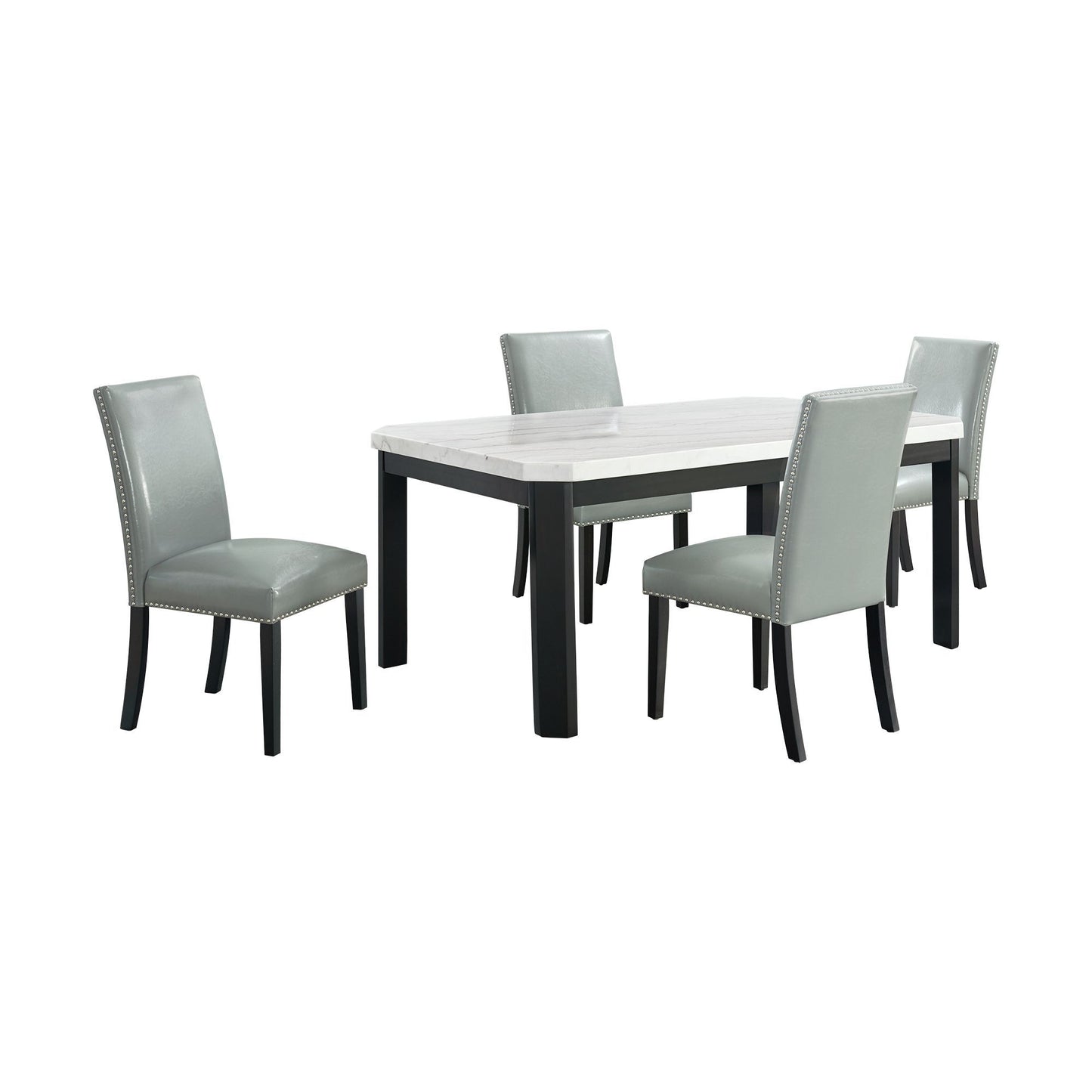 Francesca - Juego de comedor rectangular de 5 piezas, mesa y cuatro sillas - Gris