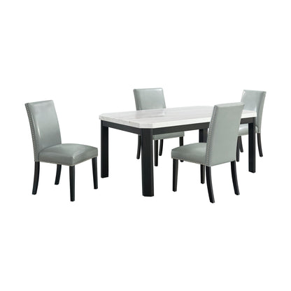 Francesca - Juego de comedor rectangular de 5 piezas, mesa y cuatro sillas - Gris