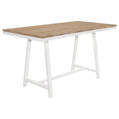 Hollis - Mesa de comedor rectangular con altura de mostrador - Marrón y blanco