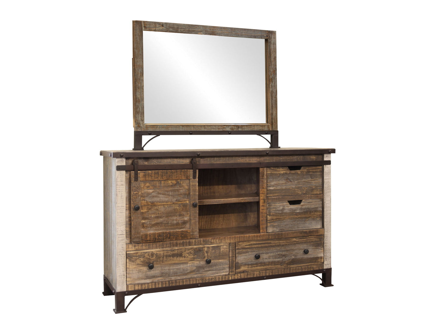 Antique - Dresser With 6 Drawer / 1 Door - Multicolor