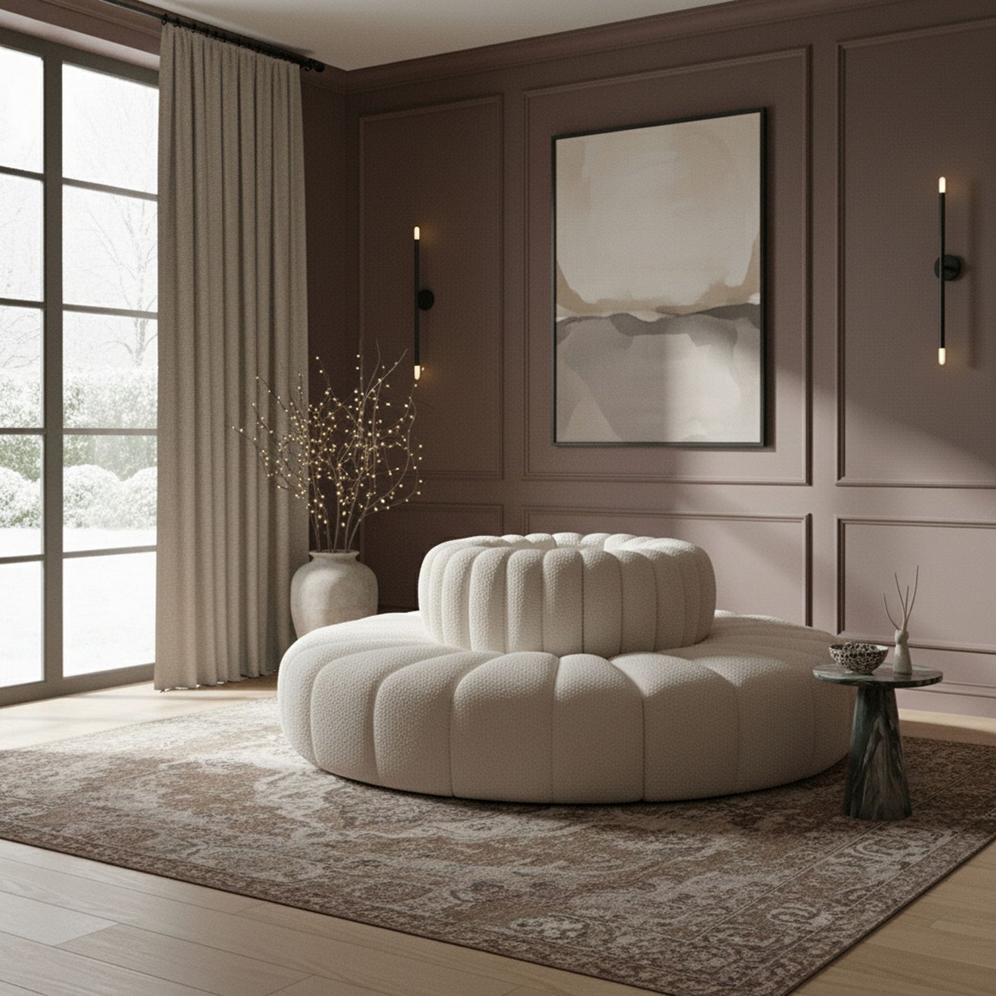 Arc - Boucle Fabric 8 Piece Round Modular Sofa