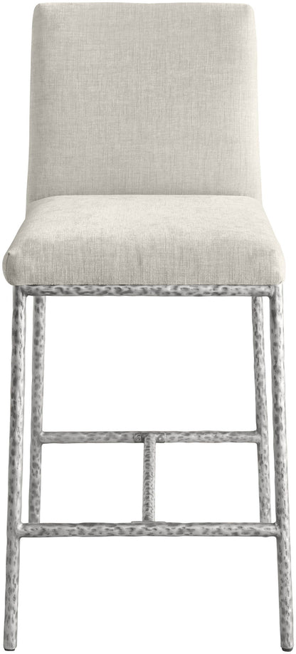 Reeves - Chenille Fabric Upholstered Counter Stool (Set of 2) - Silver Base