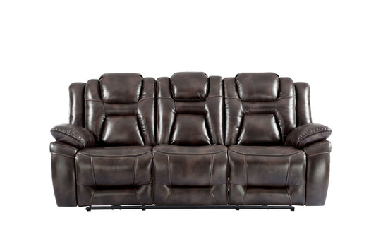 Oportuna - Dual Power Sofa With Drop Down Table - Dark Brown