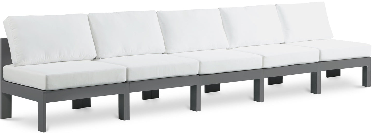 Nizuc - Outdoor Patio 5 Seat Modular Armless Sofa With Gray Frame