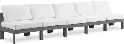 Nizuc - Outdoor Patio 5 Seat Modular Armless Sofa With Gray Frame