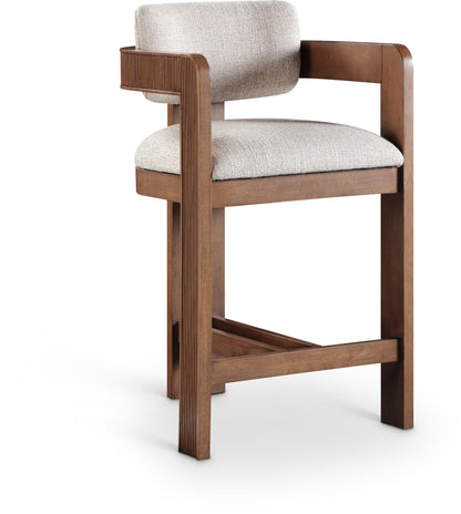 Sacha - Linen Stool With Brown Base