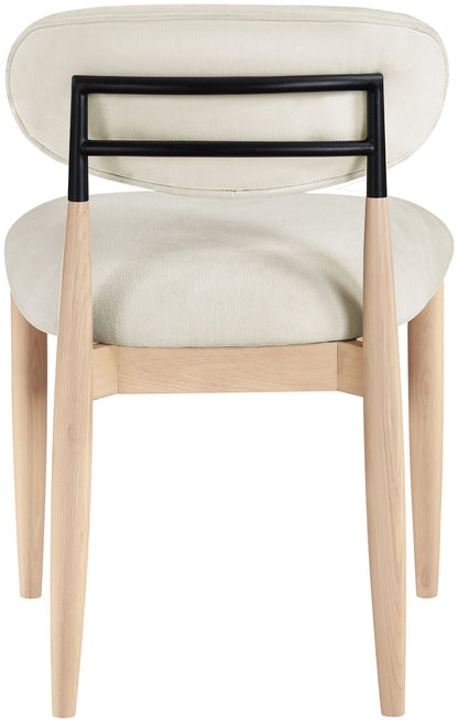 Riccio - Performance Fabric Upholstered Dining Side Chair (Set of 2) With Light Brown Legs - Cream