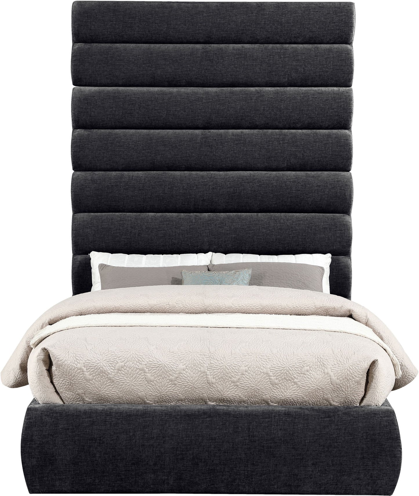 Adam - Chenille Fabric Bed With 89" Headboard